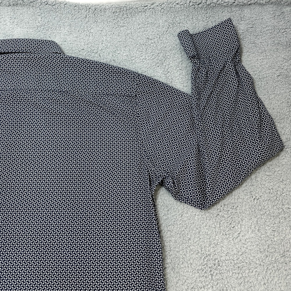 Bugatchi Uomo Shirt Mens XXL Shaped Fit Blue White Geometric All Day Casual Prep - Picture 10 of 15